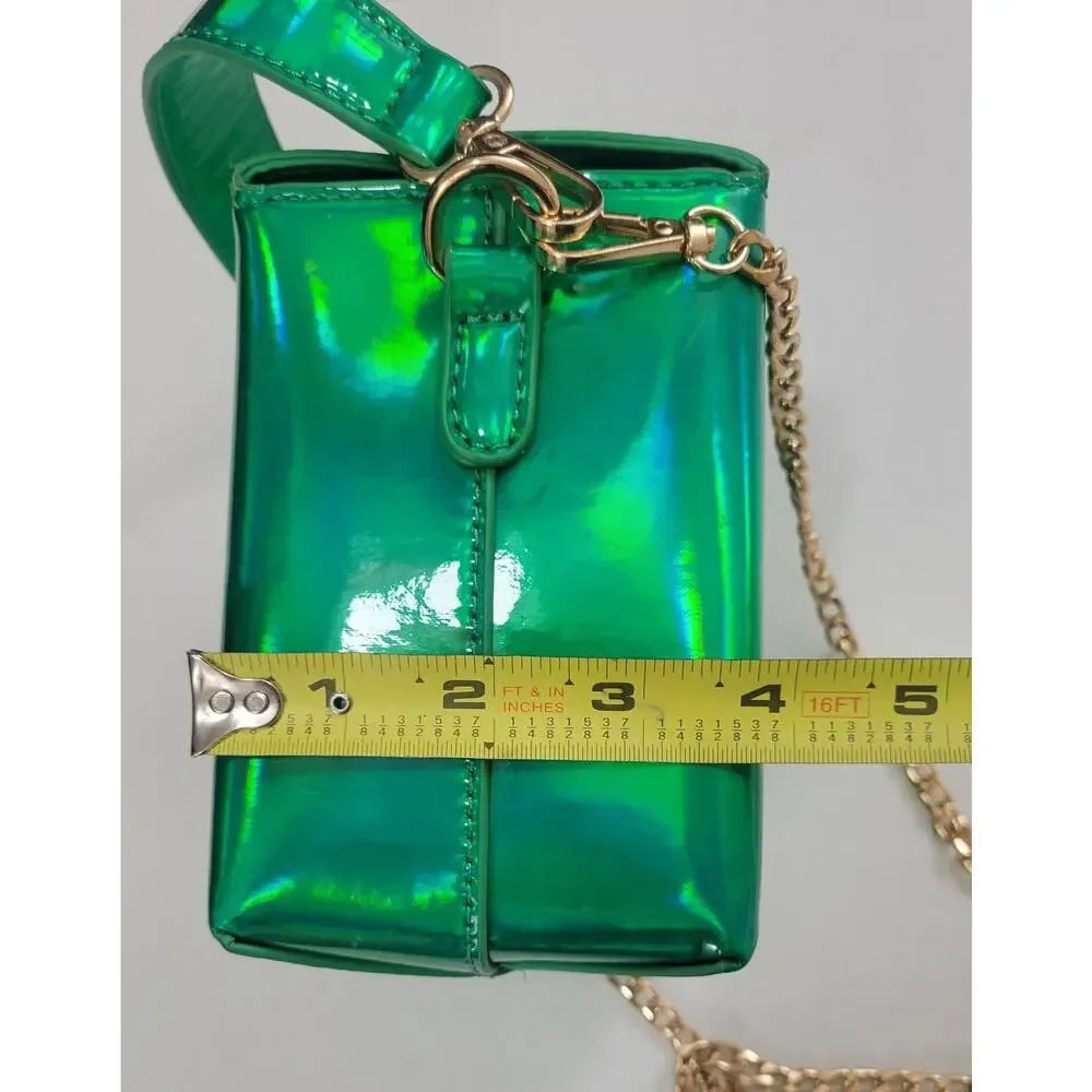 BAM Forever Green Holographic Chinese Take Out Box Novelty Crossbody Purse Bag